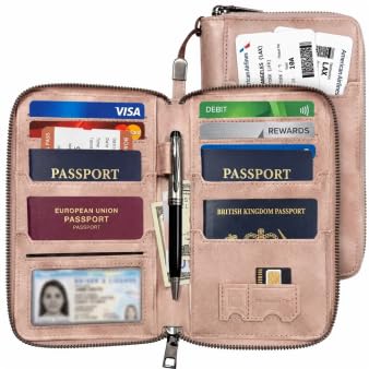 Family Passport Holder for Travel, RFID Blocking Passport Wallet for 4