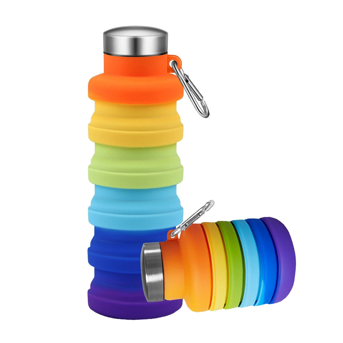 Collapsible Water Bottles,Silicone Water Bottle,16oz Capacity Portable Reusable,Leak-proof,with buckle,foldable storage,Lightweight Durable for Fitness,Cycling,Sports,Camping,Hiking (Black)