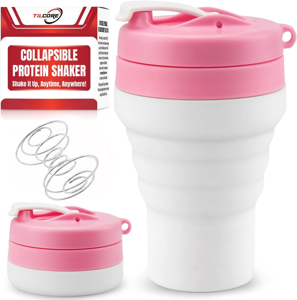 Collapsible Protein Shaker Bottle: 20 Oz Travel-Friendly Shaker Cup, Black