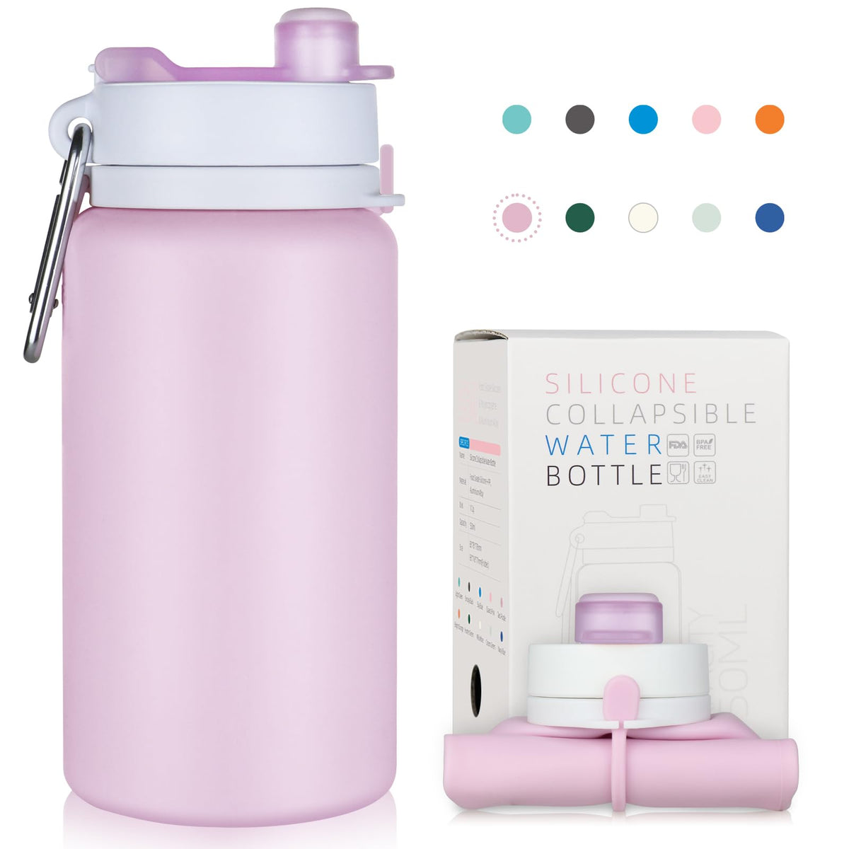 PLTCAT Collapsible Water Bottles, 19oz Foldable Silicone Travel Bottles