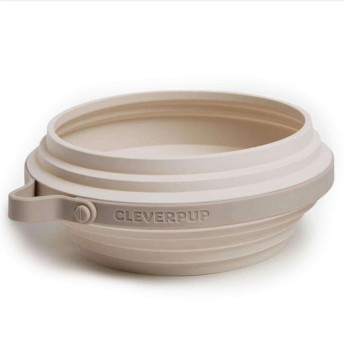 Cleverpup Nomad Small Collapsible Travel Dog Bowl - 2 Cup, Grey Silicone