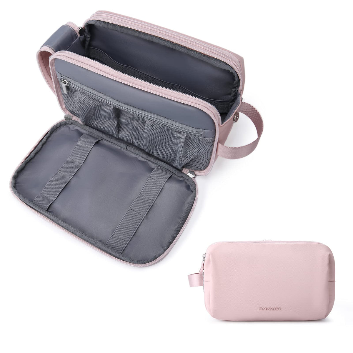 BAGSMART Toiletry Bag for Men, Travel Toiletry Organizer Dopp Kit Water-resistant Shaving Bag for Toiletries Accessories, Door Room Essentials,Black-basic