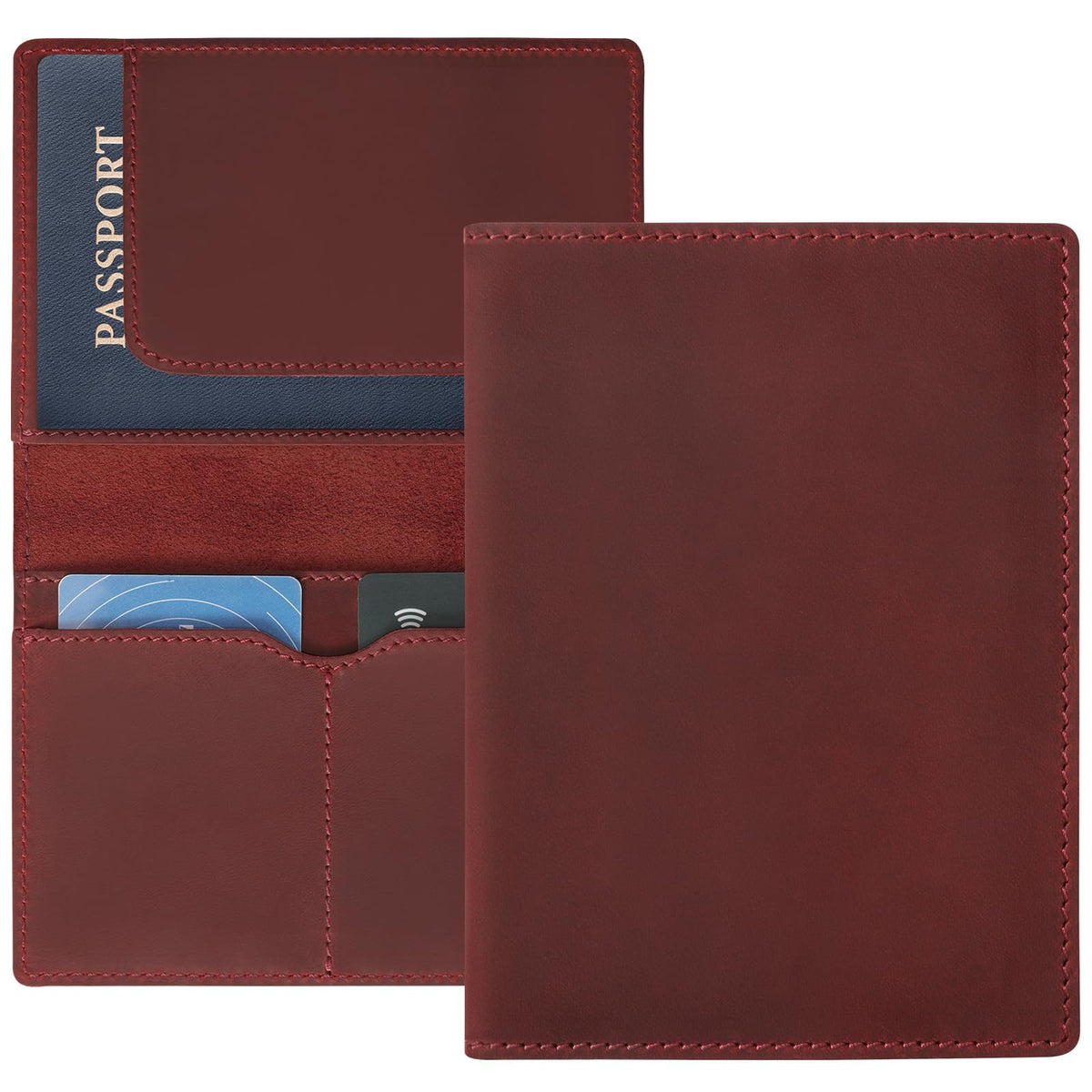 Jack&Chris Leather Passport Holder, Handmade Passport cover, Travel Wallet Cover Case for Men and Women, Leather Travel Documents Organizer Protector, JC107