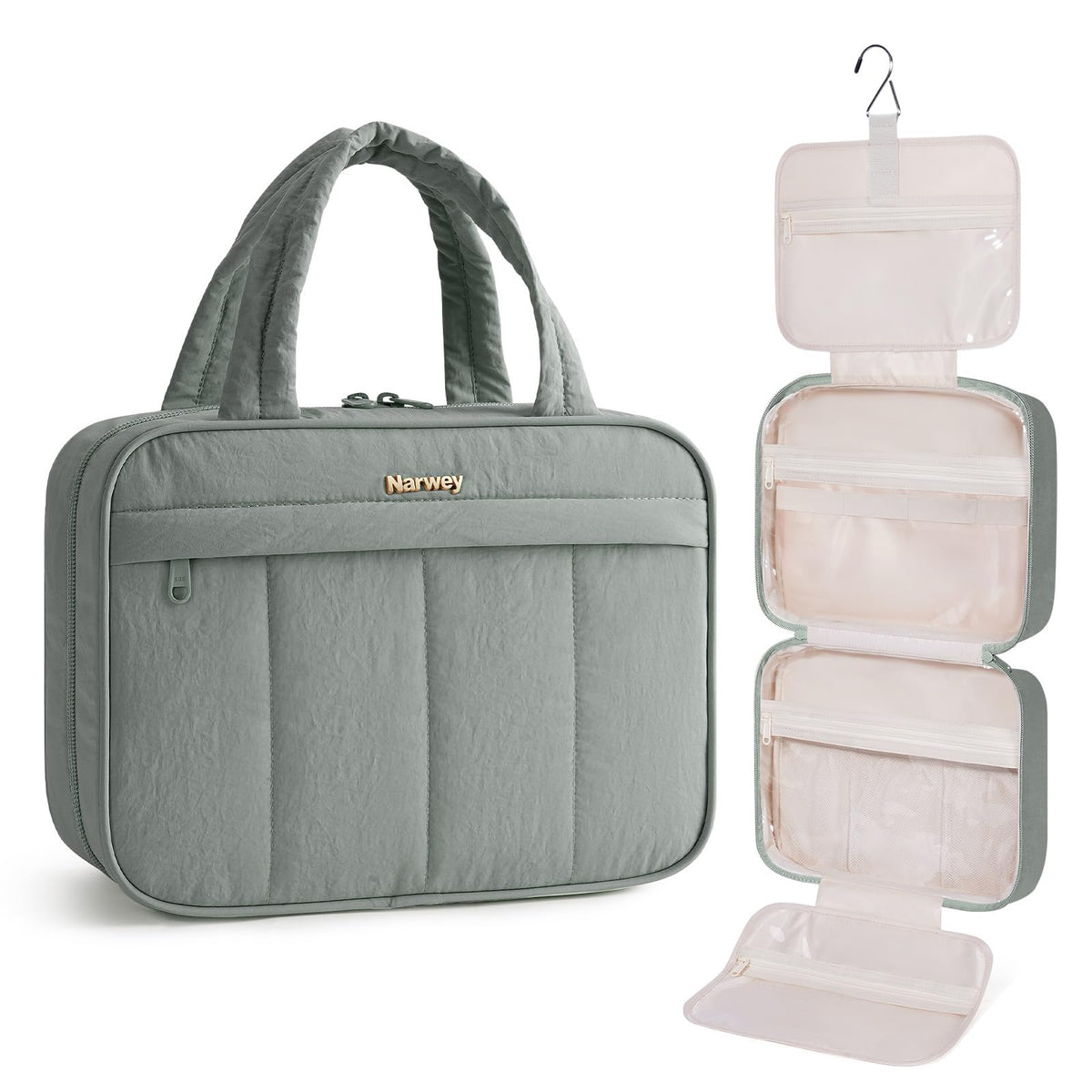 Narwey Hanging Toiletry Bag for Women, Travel Makeup Cosmetic Organizer Bag
