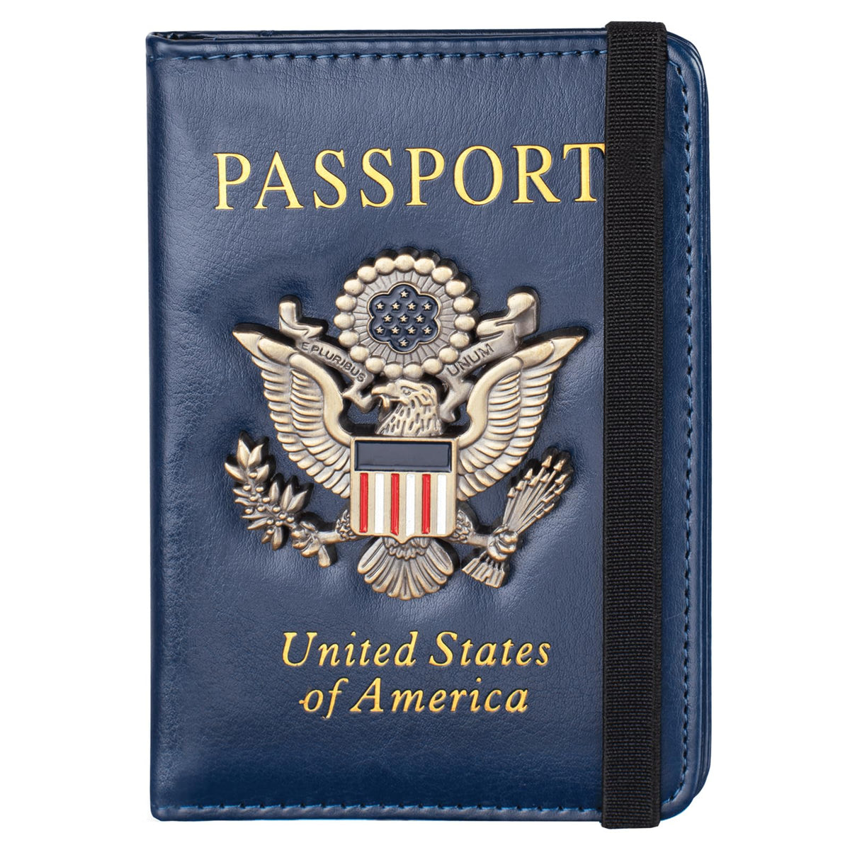 Passport Holder and Card Slot Combo RFID Blocking Leather Travel Passport Wallet for Men and Women US Passport Cover, Blue
