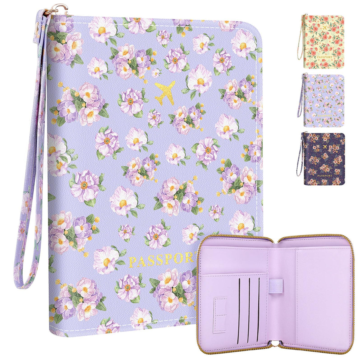 KONVINIT Black Floral Passport Holder For Travel, Passport Cover For Women