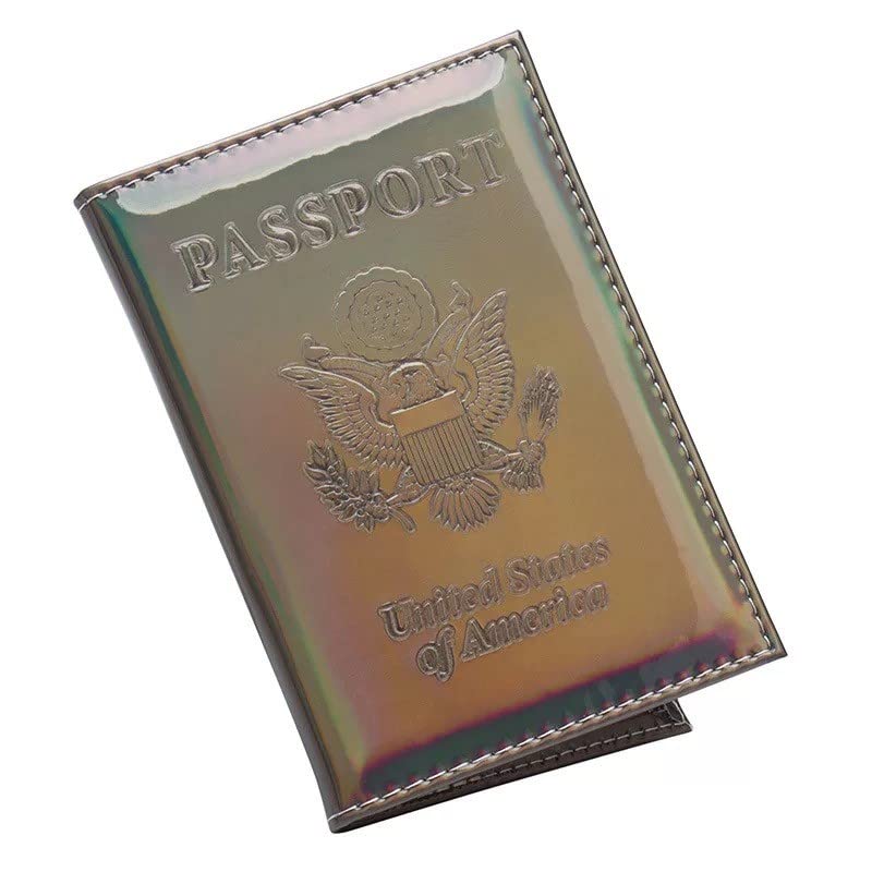 Chrome Passport Cover Vaccine Card Holder Combo, Passport Holder with Vaccine Card Slot (Pink)