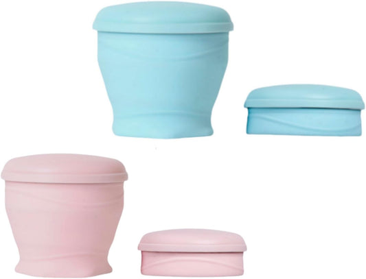 MING Silicone collapsible cups, Portable water cup with lid, Can be used for travel, camping, dining, and can also be used as a coffee cup, Small Capacity 180ml, 2 Pcs Set More Suitable (Blue/Pink)