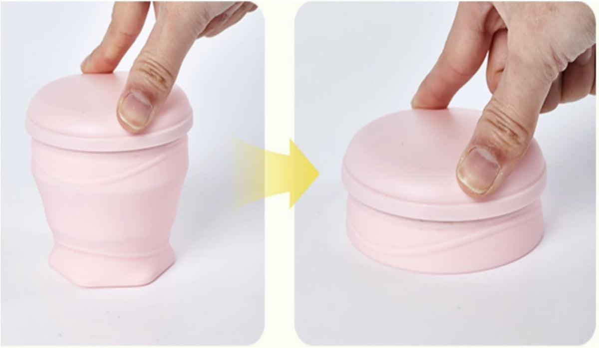 MING Silicone collapsible cups, Portable water cup with lid, Can be used for travel, camping, dining, and can also be used as a coffee cup, Small Capacity 180ml, 2 Pcs Set More Suitable (Blue/Pink)