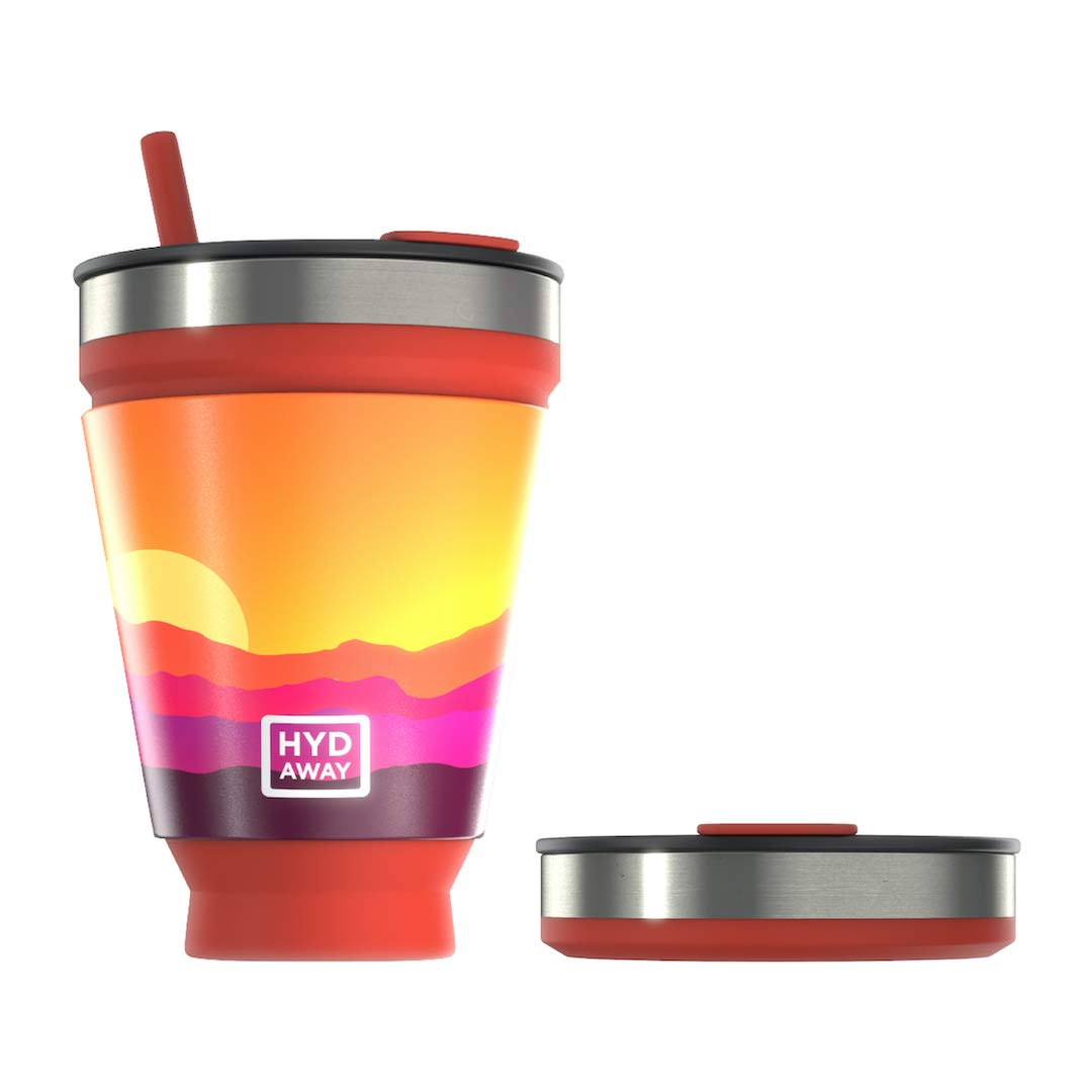 HYDAWAY Collapsible Insulated Tumbler 16oz, Reusable Coffee Cup with Straw