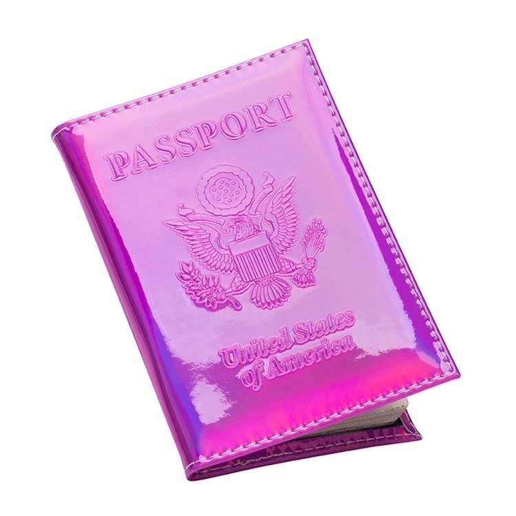 Chrome Passport Cover Vaccine Card Holder Combo, Passport Holder with Vaccine Card Slot (Pink)