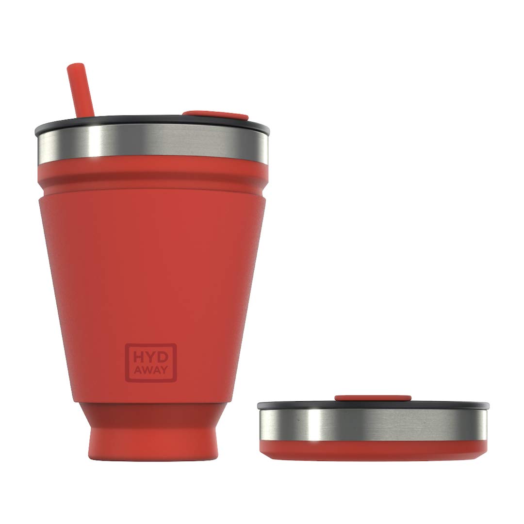 HYDAWAY Collapsible Insulated Tumbler 16oz, Reusable Coffee Cup with Straw