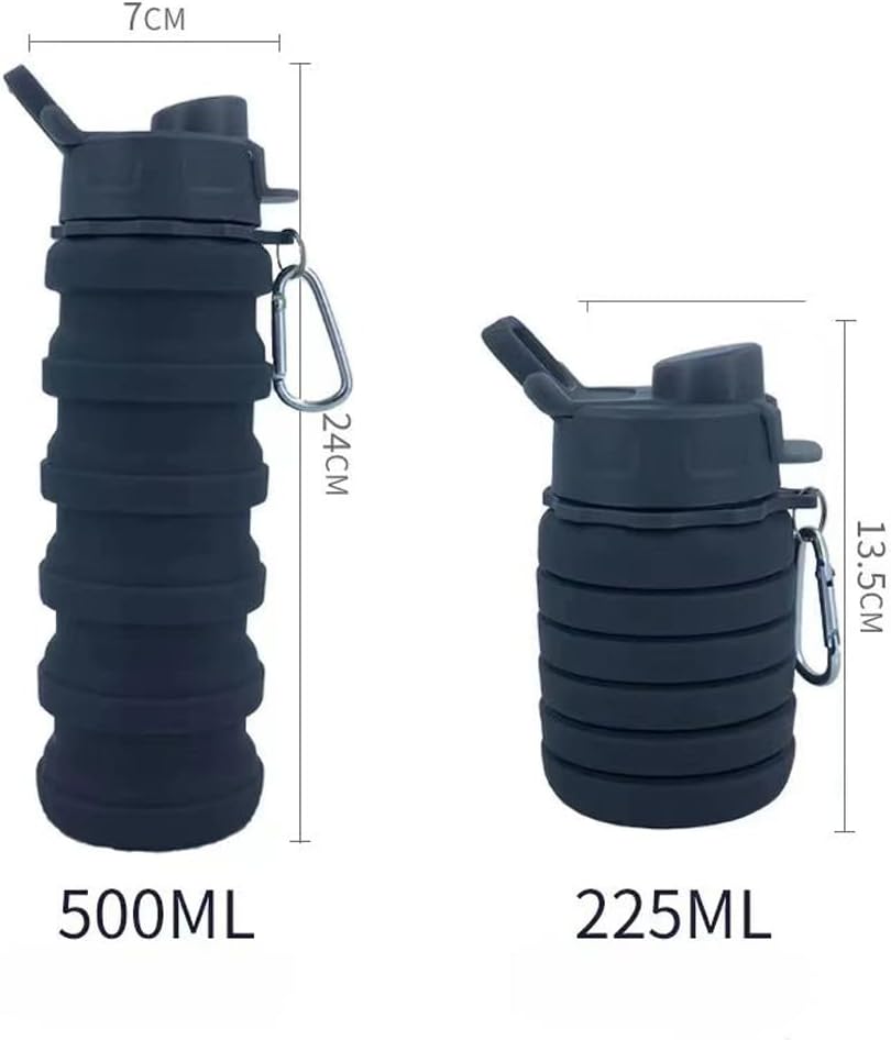 Collapsible Water Bottles 3 Pack 500ml (Black+Purple+Blue)