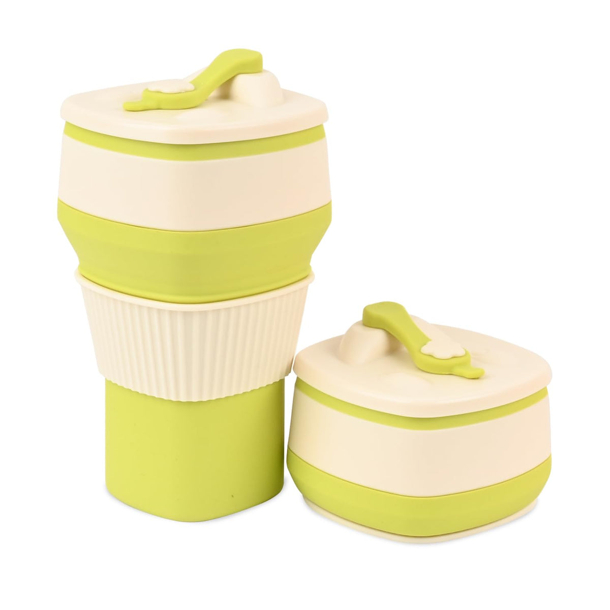 Collapsible Silicone Cup, Safe & Portable, for Hot & Cold Drinks, 18.6 oz (550 ml) - Travel, Camping, Office, and More – Sage Green