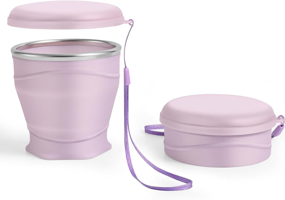 Light Purple Collapsible Silicone Travel Cup,8.8oz (260ml) BPA-Free