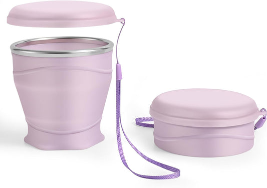Light Purple Collapsible Silicone Travel Cup,8.8oz (260ml) BPA-Free