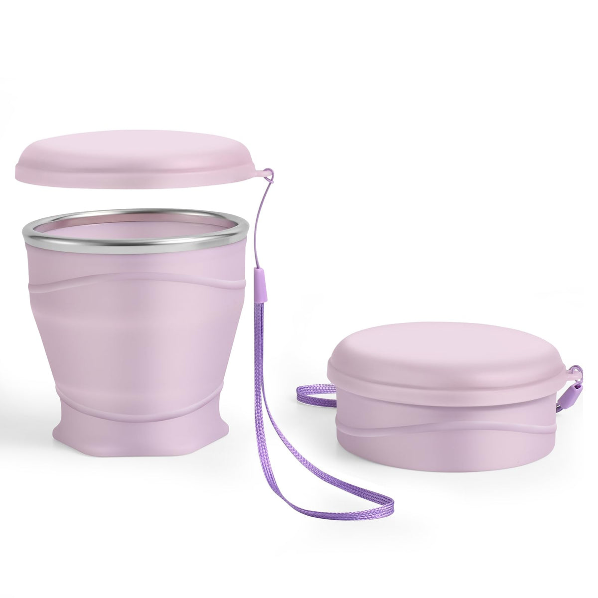Light Purple Collapsible Silicone Travel Cup,8.8oz (260ml) BPA-Free