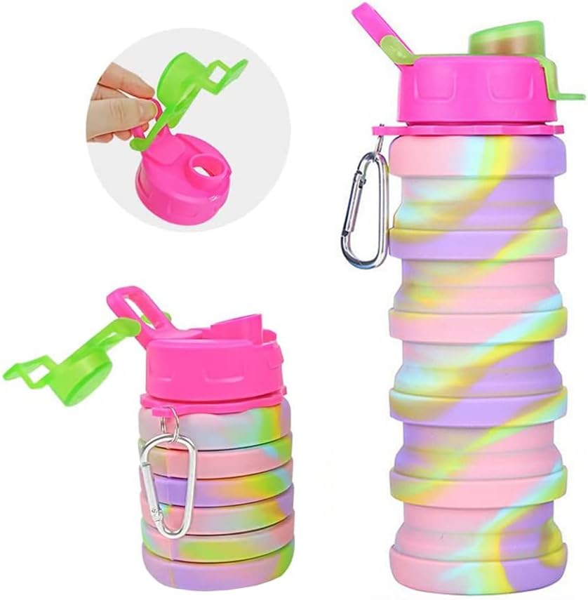Collapsible Water Bottles 3 Pack 500ml (Black+Purple+Blue)