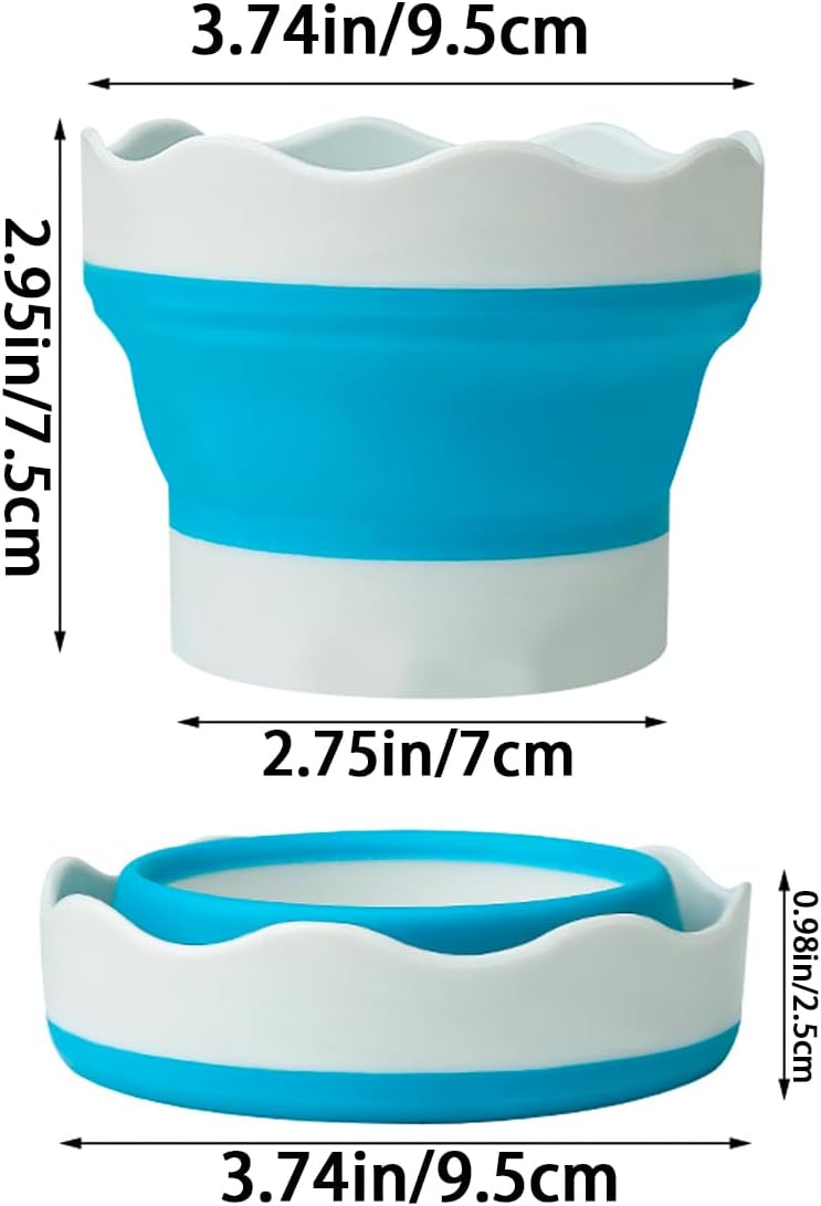 4 PCS Collapsible Paint Brush Washer Multifunctional Collapsible Bucket Foldable Water Cup Portable Silicone Washing Bucket Brush Holder Mini Foldable Washing Buckets for Watercolor Oil Painting
