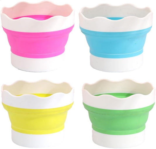 Collapsible Paint Water Cup 4 Pcs, Silicone Brush Washer for Painting
