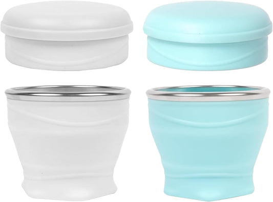 Collapsible Travel Cup,Reusable Collapsible Cup,Bpa Free Silicone Folding Cup With Stainless Steel Rim,180ml Portable Water Cups,For Party Outdoor Camping Travel Hotel - 2 Pcs(Blue,Grey)