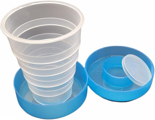 Handy Housewares Travel Size Collapsible Drinking Cup and Built in Pill Box Case - Blue (1-Pack)