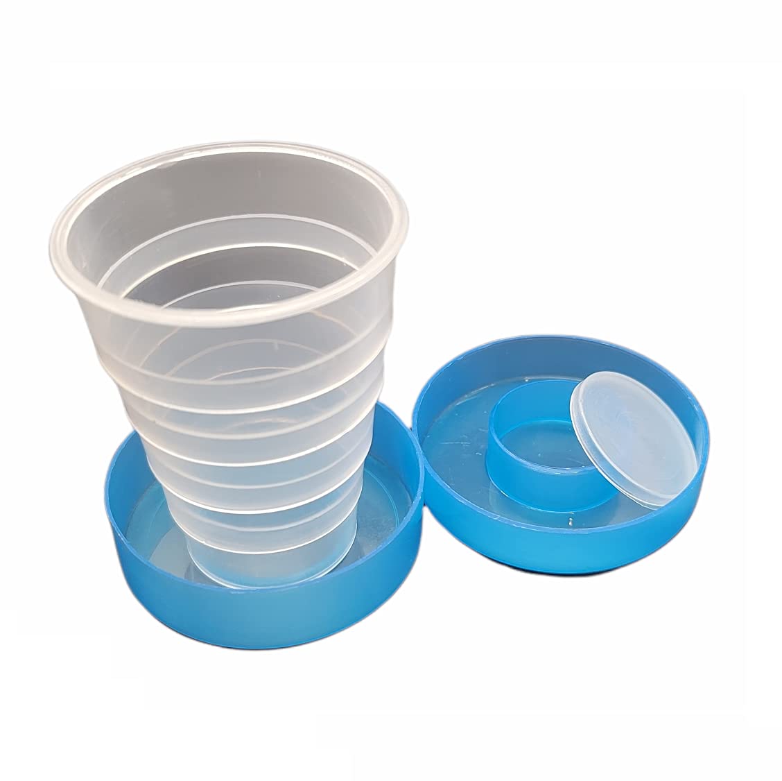 Handy Housewares Travel Size Collapsible Drinking Cup and Built in Pill Box Case - Blue (1-Pack)