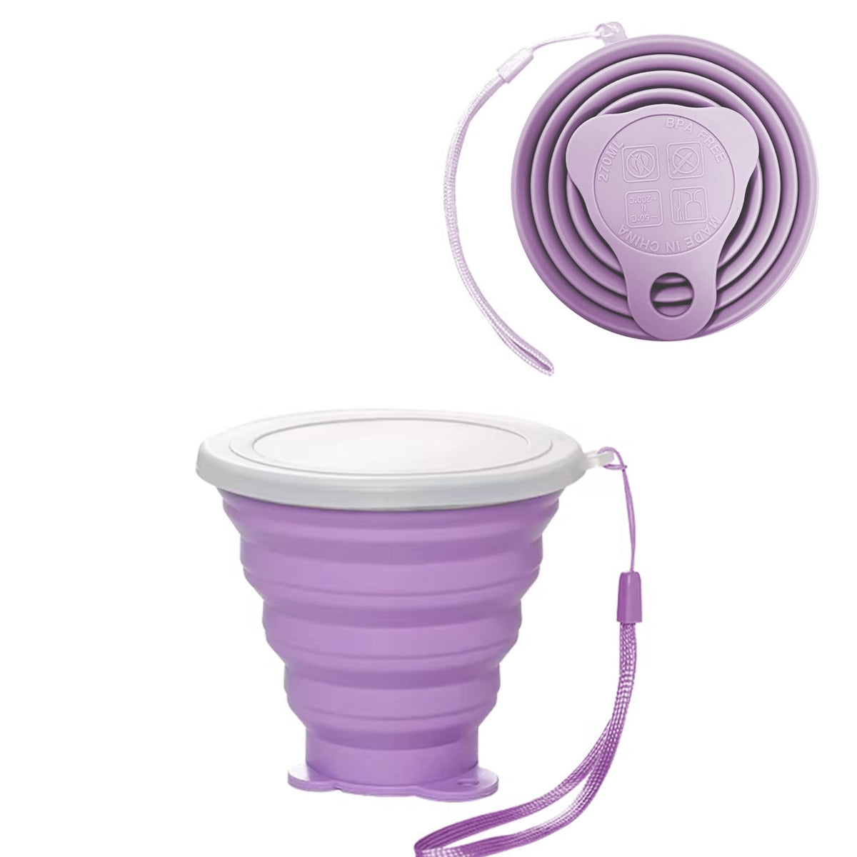 Silicone Collapsible Cups for Camping Travel,Small Portable Backpacking Camping Cup for Outdoor,Reusable Folding Travel Cup,270ml,Graduated(Transparent)