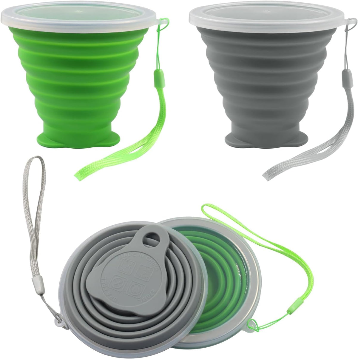 Bonsicoky 2 Pack Collapsible Cup, Blue and Gray