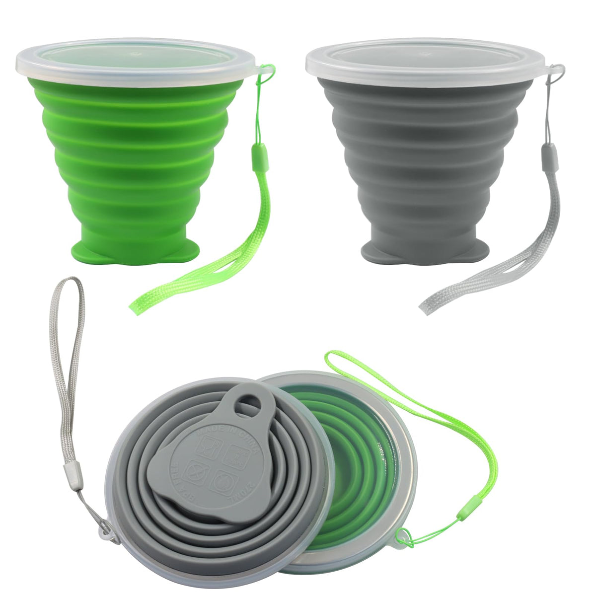 Bonsicoky 2 Pack Collapsible Cup, Blue and Gray