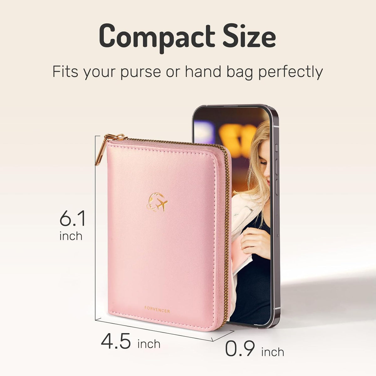 Forvencer Safe Zipper Passport Holder Cover, Passport Wallet for Travel