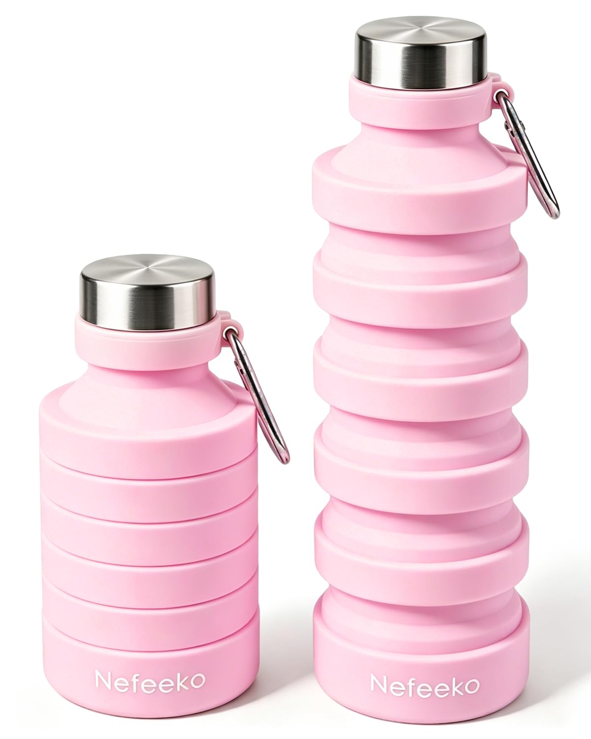 Nefeeko Collapsible Water Bottle, Reuseable BPA Free Silicone Water Bottles
