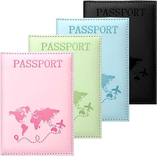 JJUNW 4 Pcs Passport Holder, Passport Wallet Cover Case For Travel