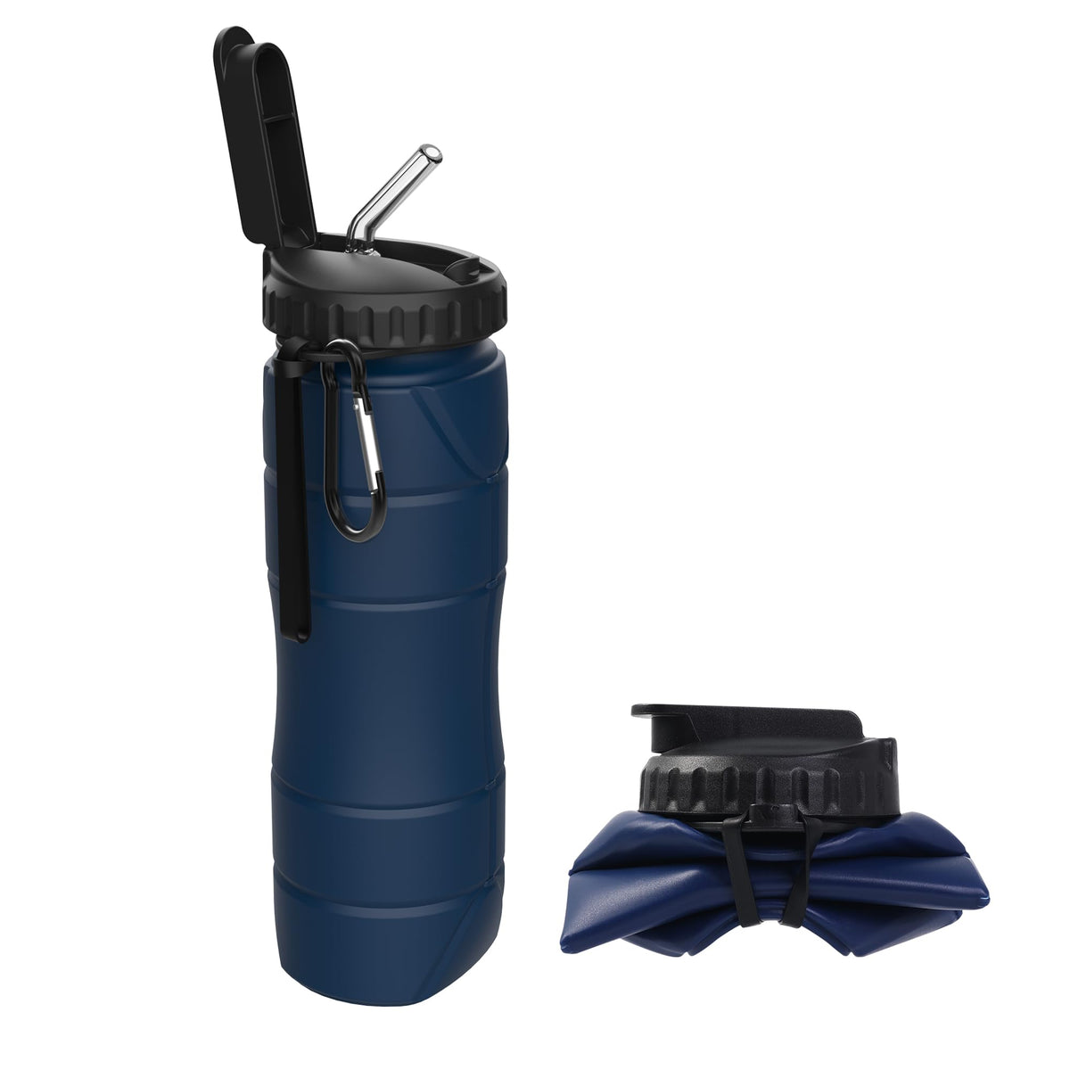 Collapsible Water Bottles, 22oz with Straw for Travel, Gym & Sports