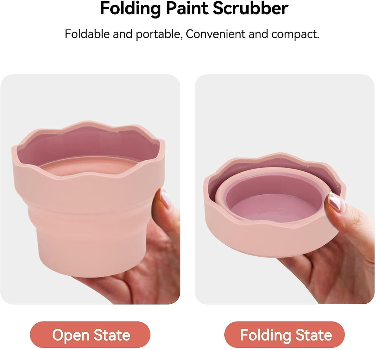 2Pcs Collapsible Paint Brush Washer, Brush Holder Cleaner Painting Water Cup Portable Silicone Washing Bucket for Watercolor Oil Painting(Pink)