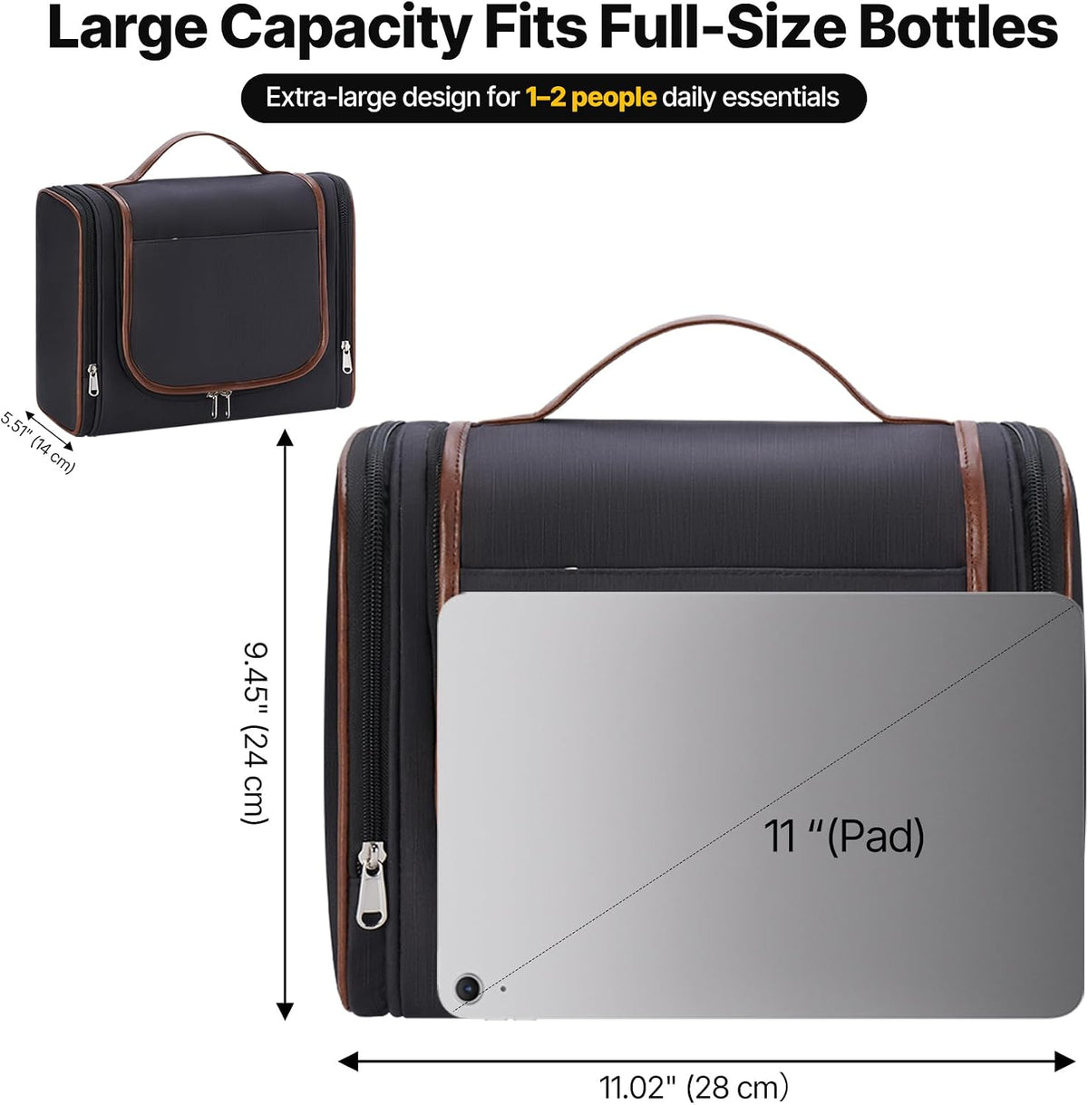 ZAHNI Men’s Hanging Toiletry Bag, Large Capacity Toiletry Organizer