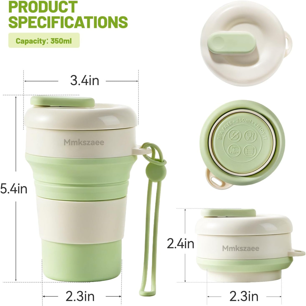 Collapsible Silicone Water Bottle, Leakproof for Travel Camping