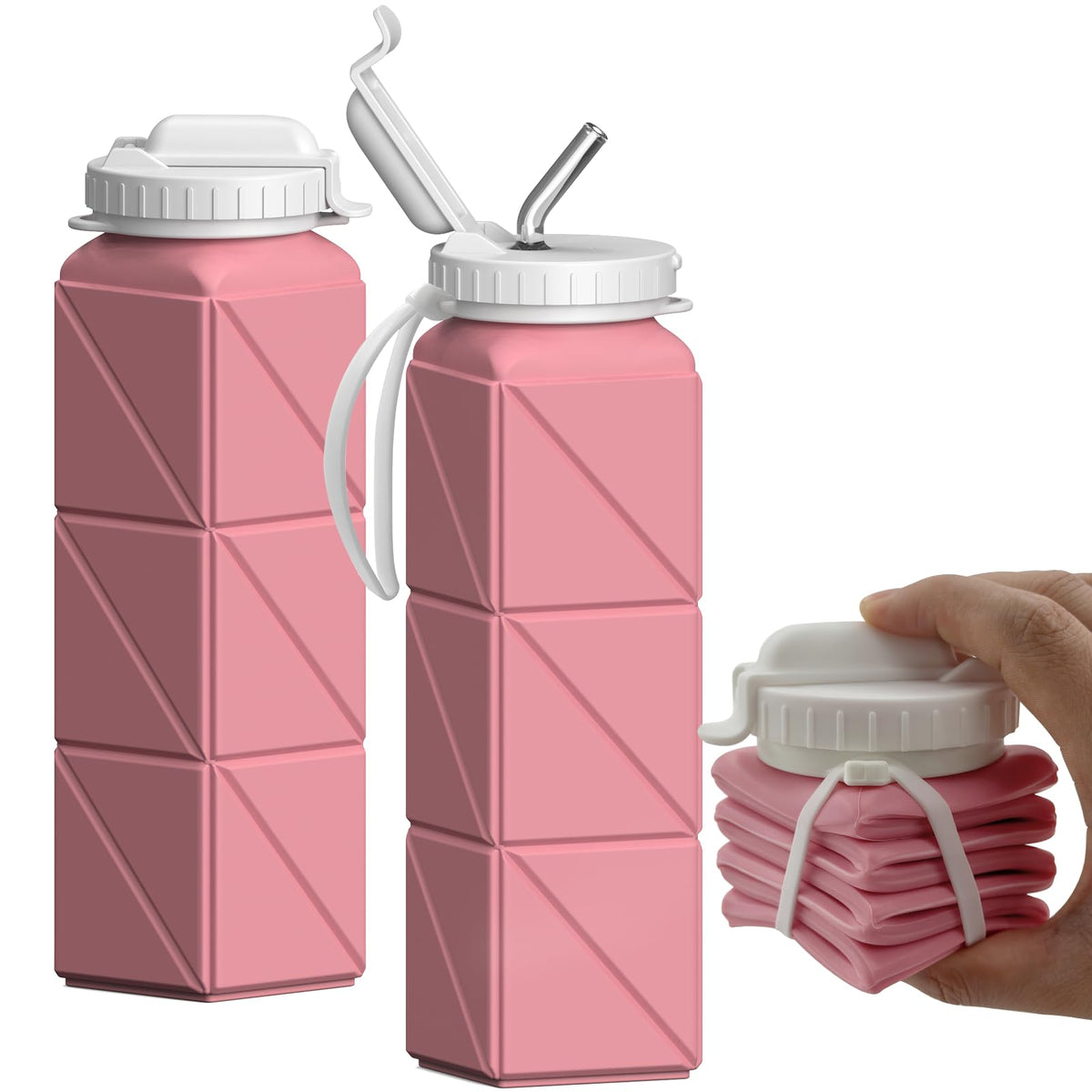 BEAUTAIL Collapsible Water Bottles 21oz/610mL, Silicone Travel Water Bottle
