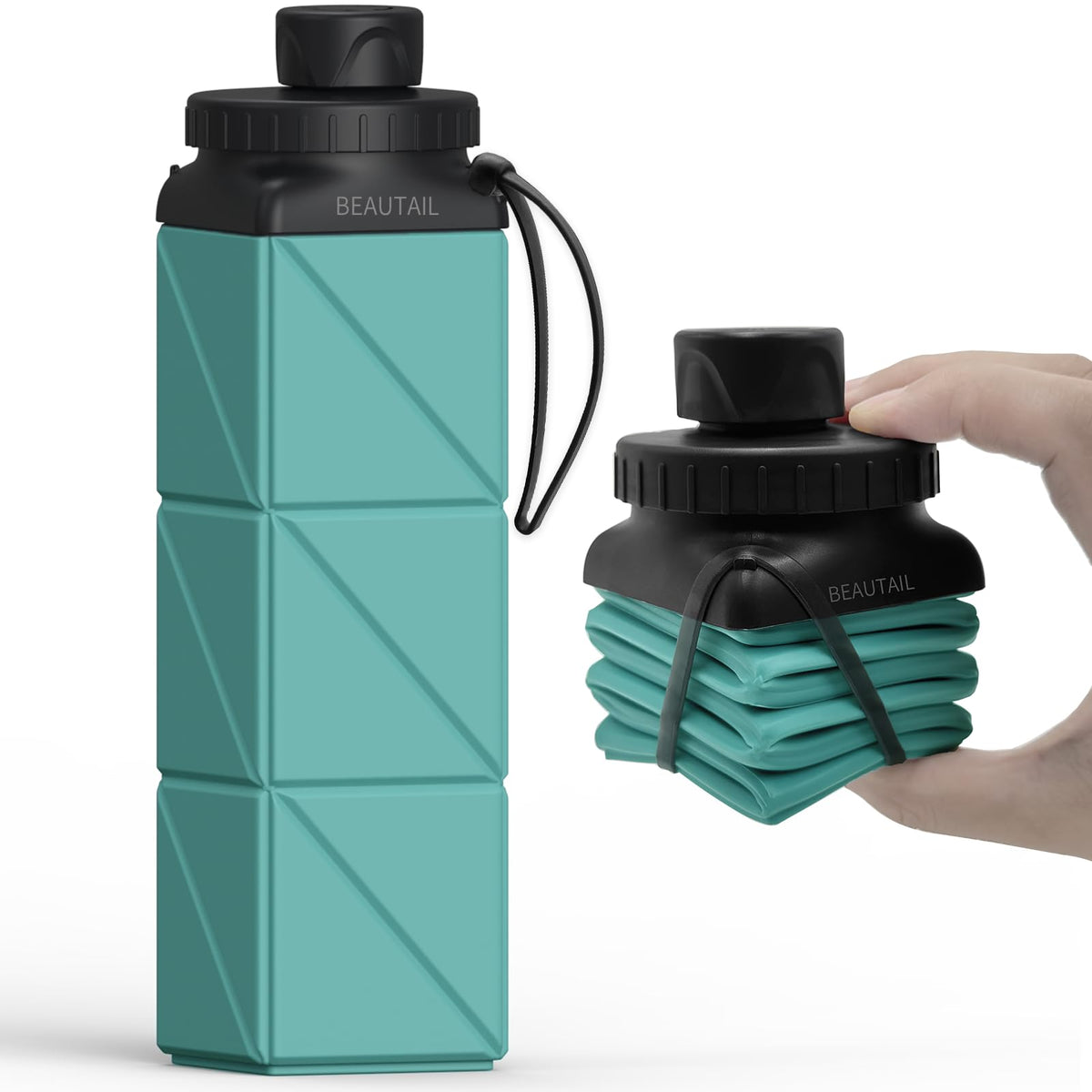 BEAUTAIL Collapsible Water Bottles 21oz/610mL, Silicone Travel Water Bottle