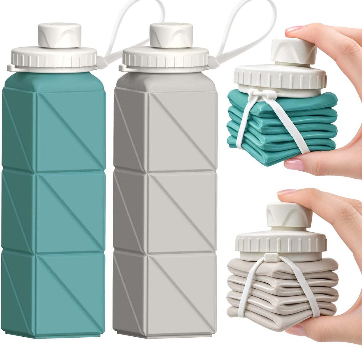 BEAUTAIL Collapsible Water Bottles 21oz/610mL, Silicone Travel Water Bottle