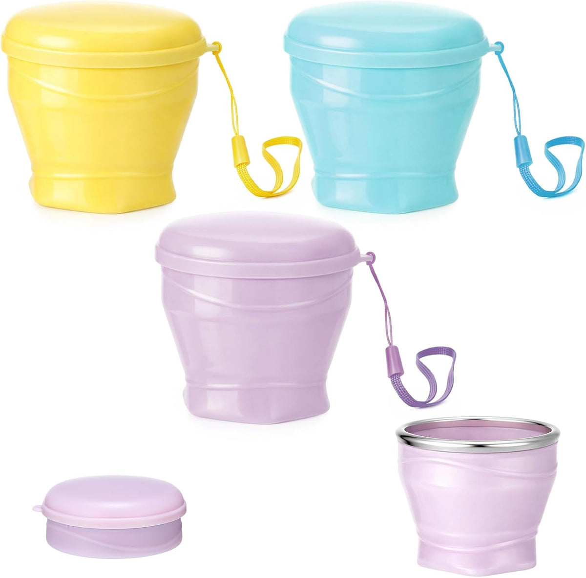 Zhehao 3 Pack Collapsible Travel Cups 6oz Silicone Foldable with Lids