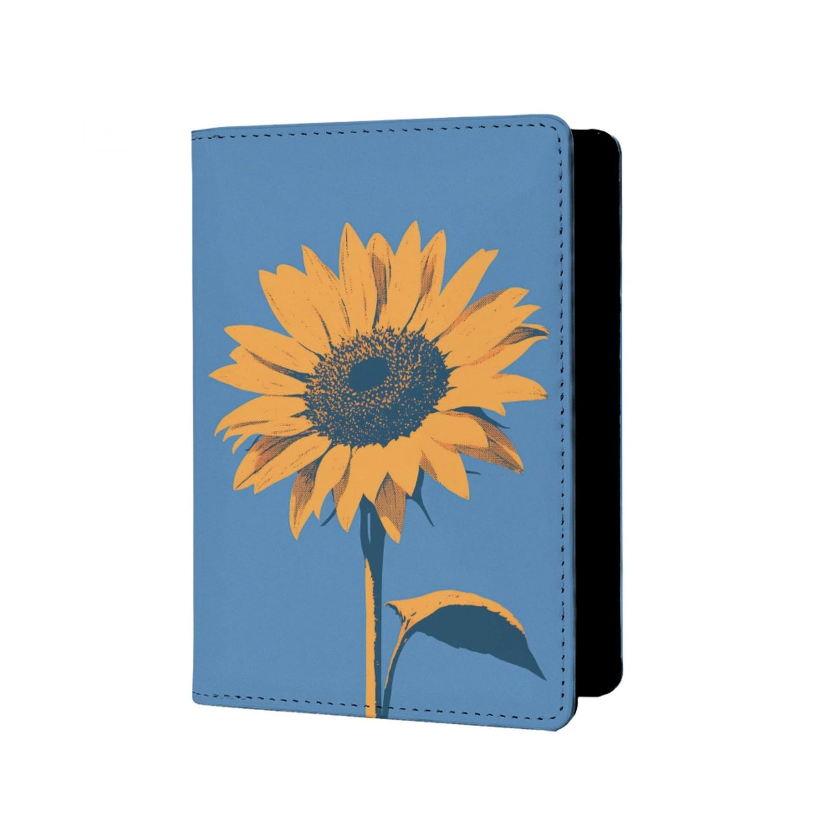 Oil Painting Floral Passport Holder for Travel Leather Womens Sunflower Passport Cover with Credit Card Slots Yellow Red Brown Onesize