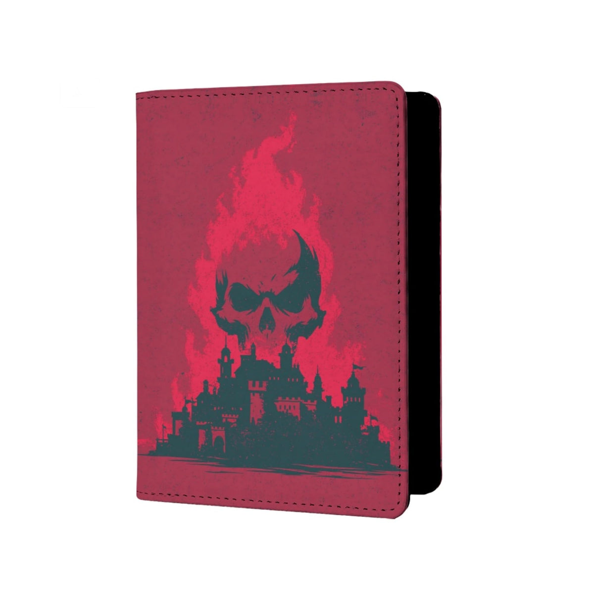 Mens Skull Passport Cover for Travel PU Leather Skeleton Passport Holder Protector with Credit Card Slots Passport Holder Purple White Black Onesize