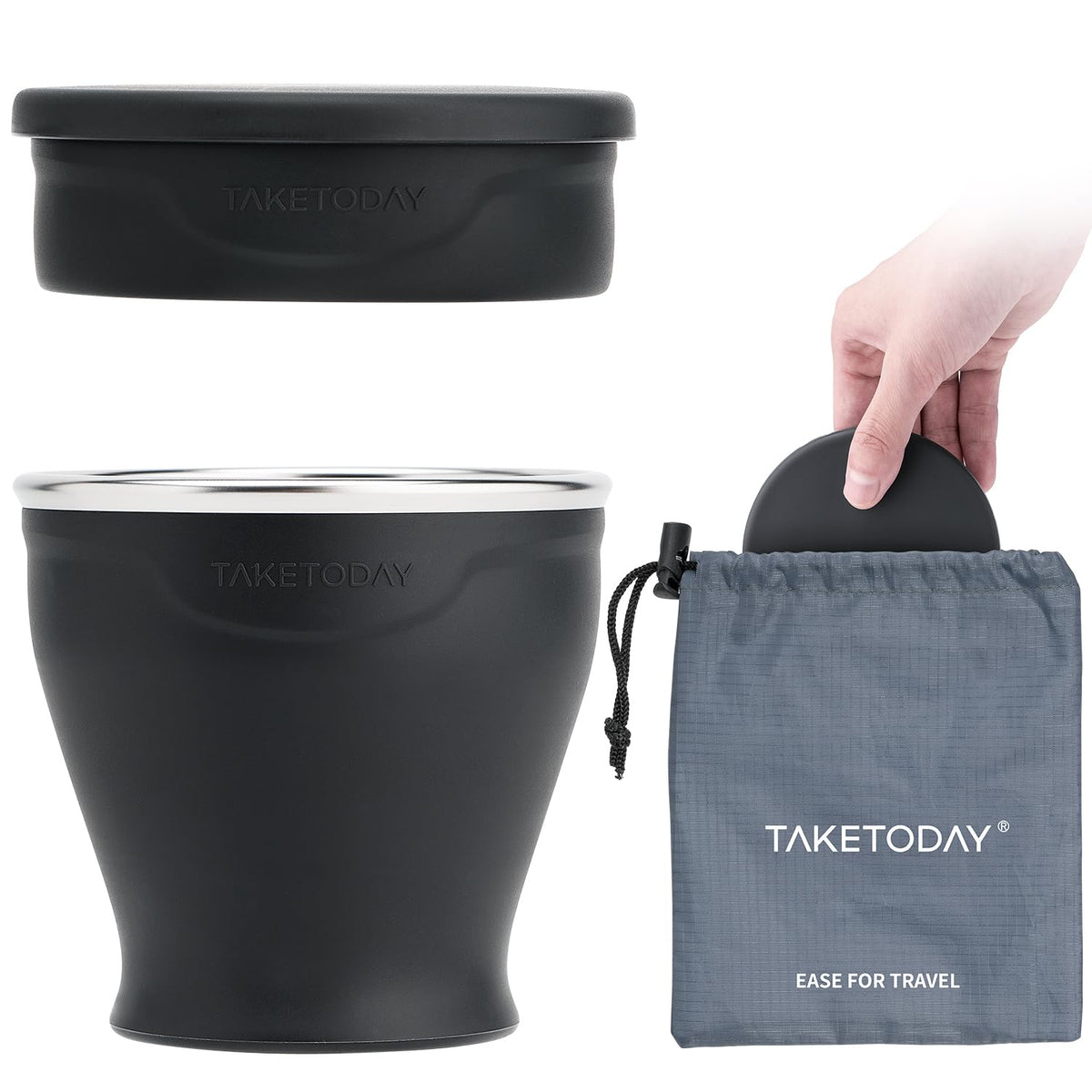 TakeToday Collapsible Cup 8 oz, Foldable with Lid for Travel, Navy