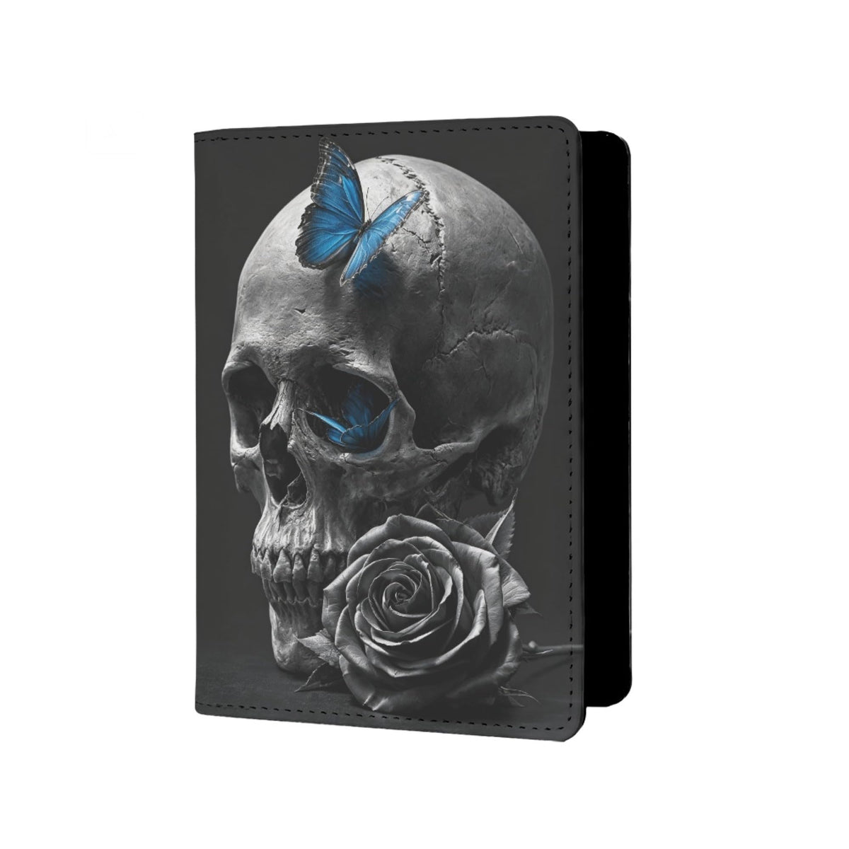 Mens Retro Skull Passport Holder for Travel Womens Skeleton Passport Cover Protector with Credit Card Slots Card Case Cover Black Orange Rainbow Onesize