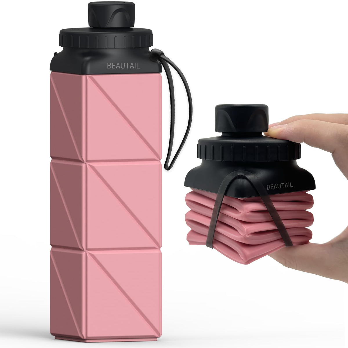 BEAUTAIL Collapsible Water Bottles 21oz/610mL, Silicone Travel Water Bottle