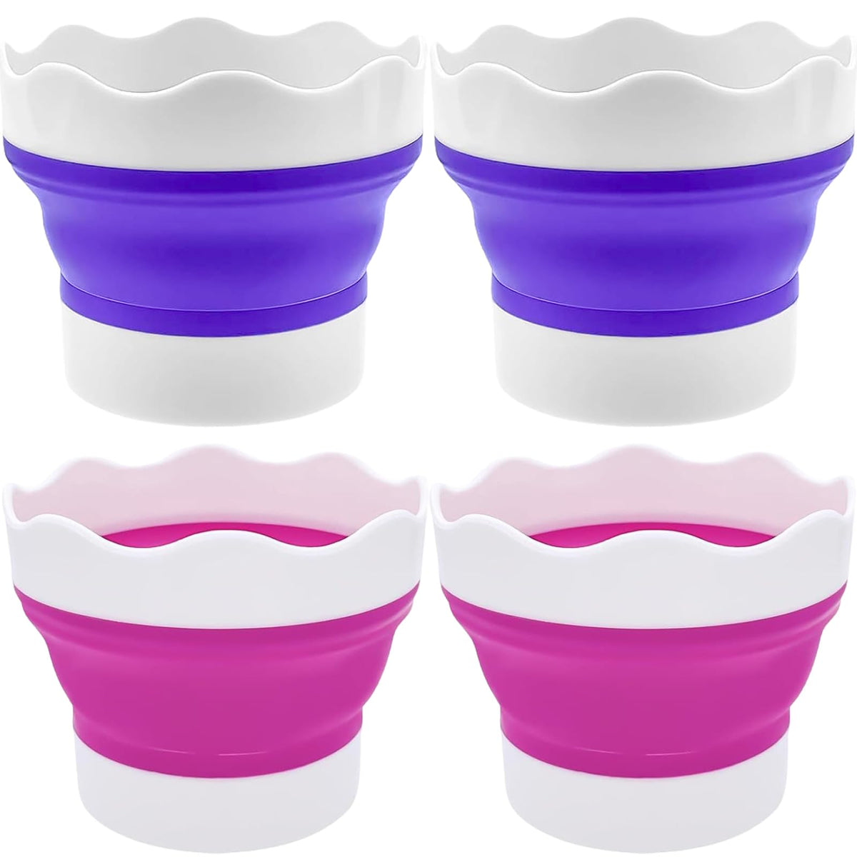 4 PCS Collapsible Paint Brush Washer Multifunctional Collapsible Bucket Foldable Water Cup Portable Silicone Washing Bucket Brush Holder Mini Foldable Washing Buckets for Watercolor Oil Painting
