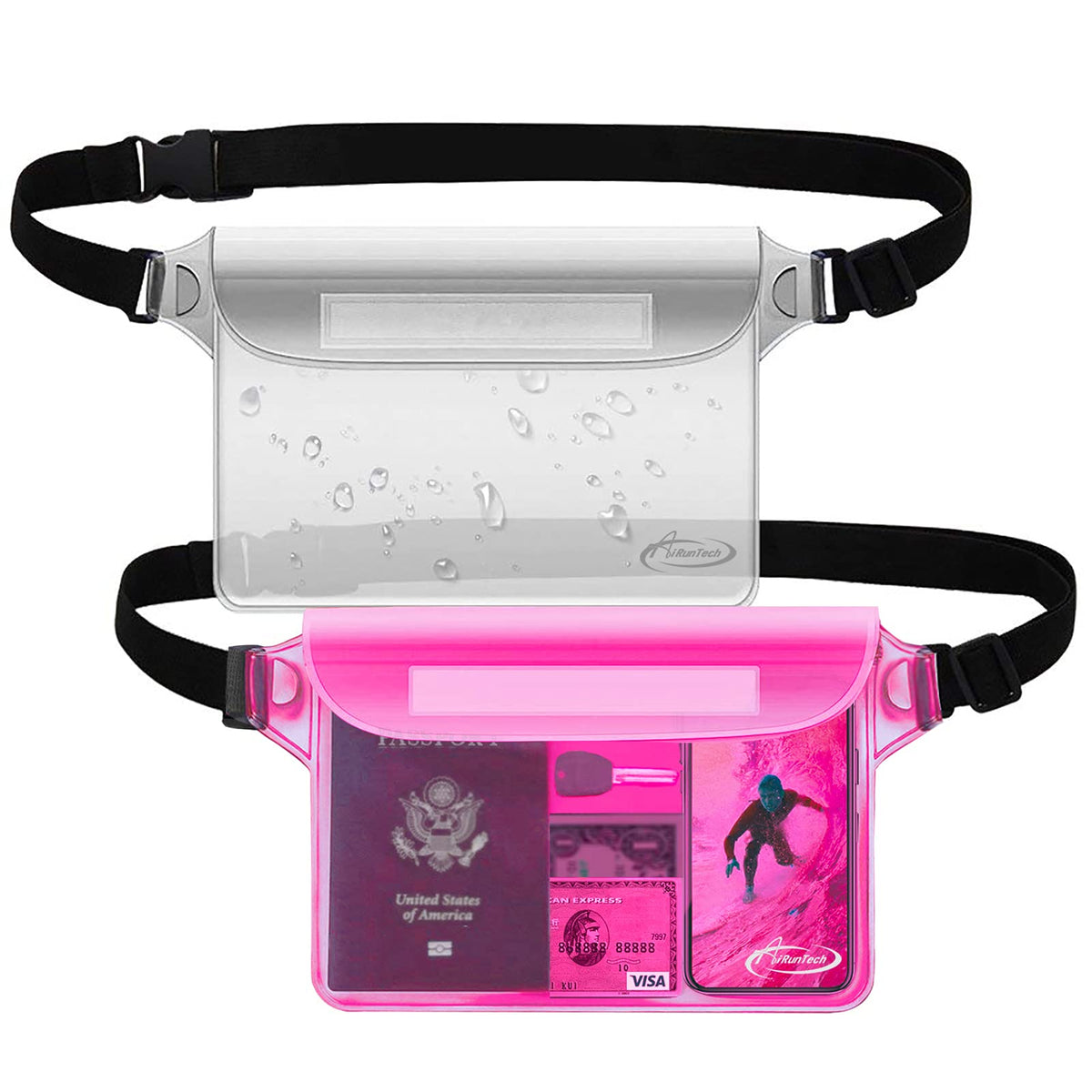 AiRunTech Waterproof Fanny Pack,Phone Pouch Dry Bag for Passport Wallet Purse,Floating Waterproof Bags for Travel Beach Swimming Kayaking Boating Cruise Accessories