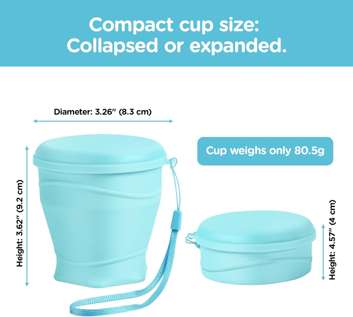 8.8oz/260ml Collapsible Silicone Cup with Lid,BPA-Free,304 Stainless Steel Rim,Portable Cup for Travel,Camping, Hiking,Outdoor Sports (Light Purple)