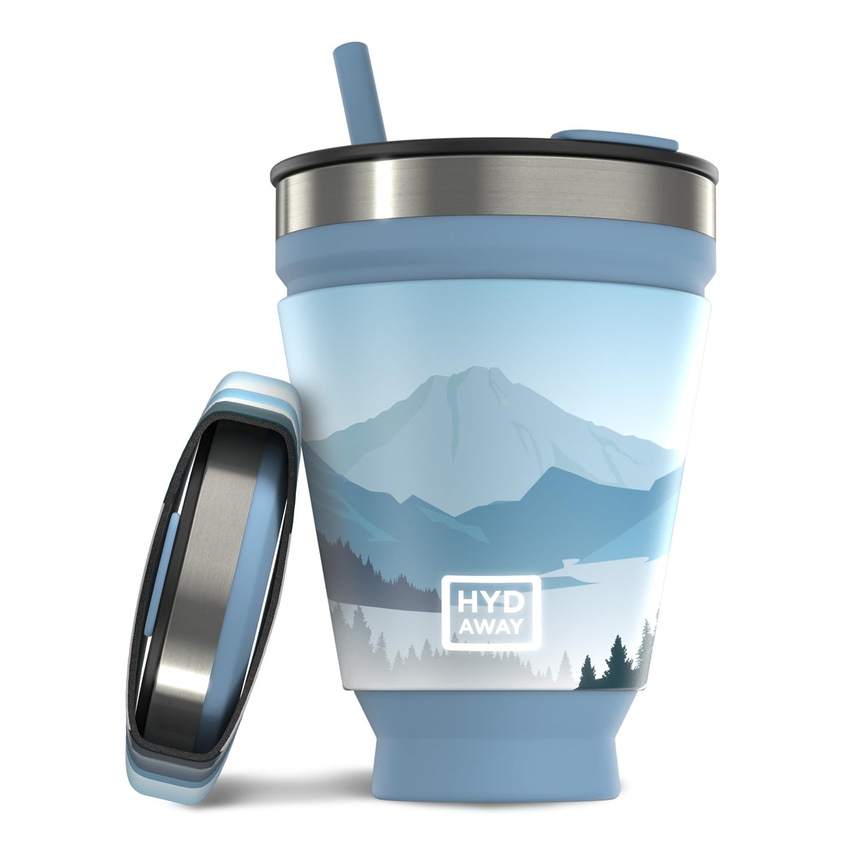 HYDAWAY Collapsible Insulated Tumbler 16oz, Reusable Coffee Cup with Straw